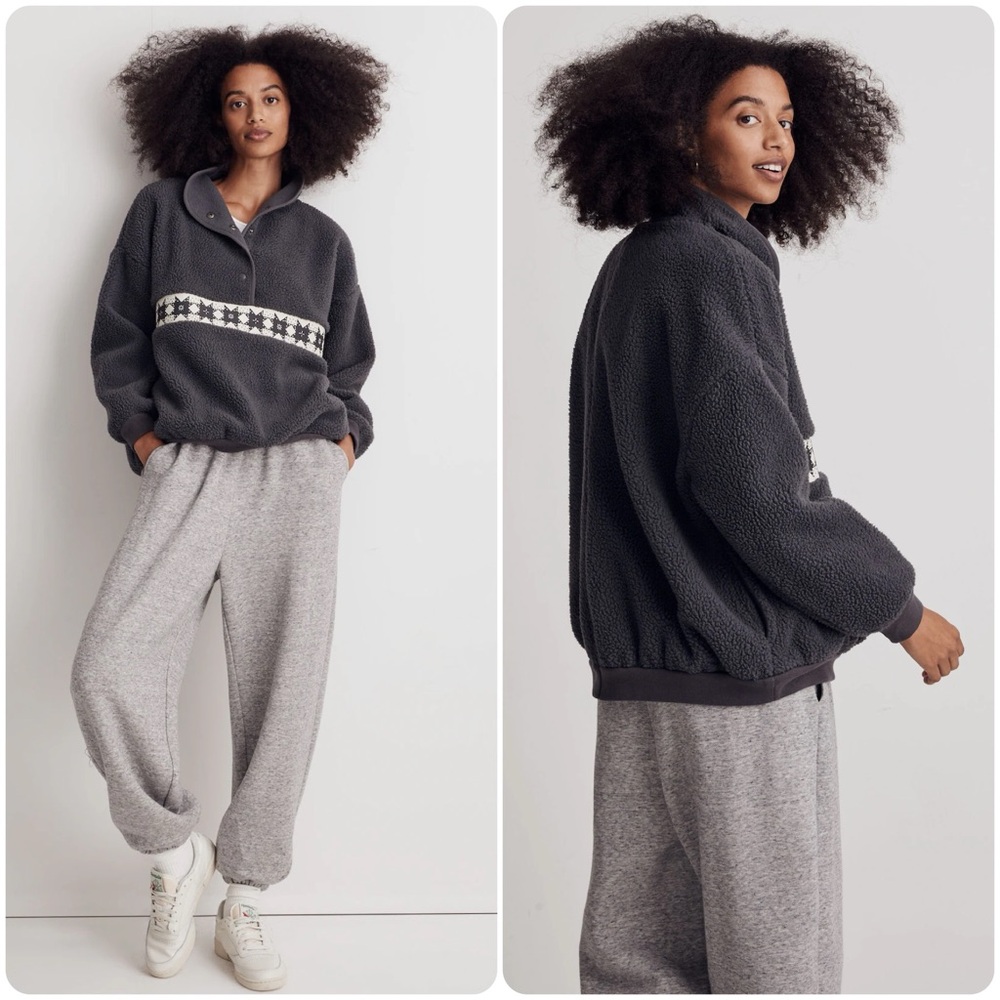 Madewell (Re)sourced Sherpa Popover Top in Coal